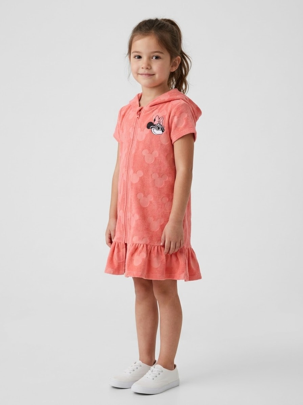 Disney Parks Minnie Mouse Embossed French Terry Hooded Swim Cover Up Towel Dress